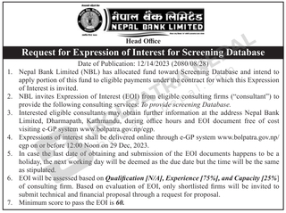  EOI Of Services For Consulting At Kathmandu