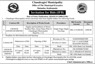 Chandragiri Municipality Bid Invitation