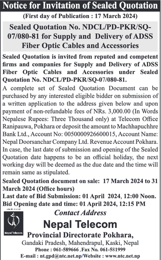 Notice for Invitation of Sealed Quotation 