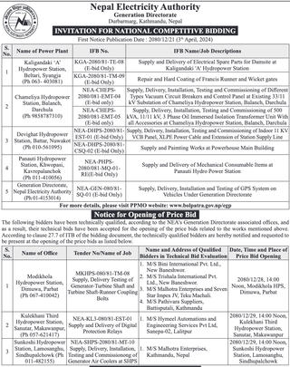 Nepal Electricity Authority invites bidders