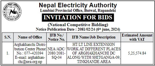 HT/LT Line Extension Work at Different Places of Arghakhanchi DC Along with Shitganga, Tinkhande Area