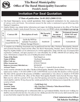 Invitation for Seal Quotation from Tila Rural Municipality
