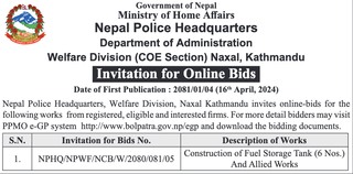 Bid Invitation for construction of fuel storage tanks