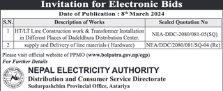 Invitation for Electronic Bids for 2 works under NEA