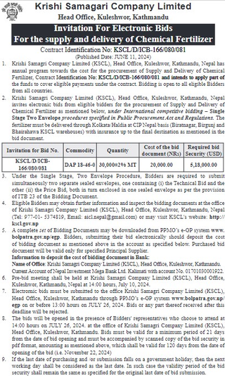 The Procurement of Supply and Delivery of Chemical Fertilizer
