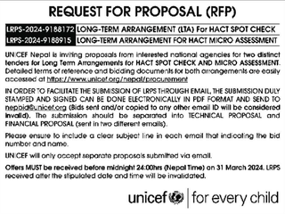 Request for Proposal from UNICEF Nepal