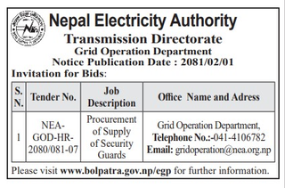 Procurement of Supply of Security Guards- Nepal Electricity Authority
