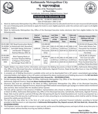 Bid Invitation from KMC for two works