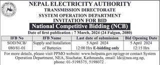 Invitation for Bids for Supply & Installation of Batteries