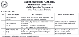 Bid Invitation for some works by NEA
