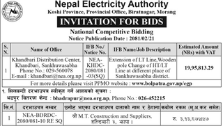 Extension of LT Line, Wooden Pole Change of HT/LT Line