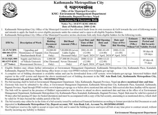 Invitation for Electronic Bids  from KMC for two different works
