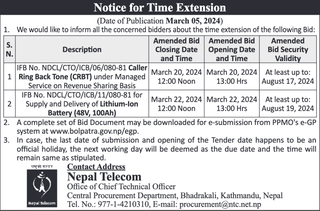 Notice for Time Extension