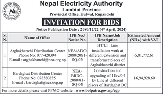 Bid Invitation from NEA for Line related work