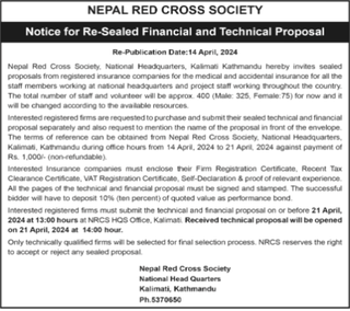 Notice for Re-Sealed Financial and Technical Proposal from Red Cross
