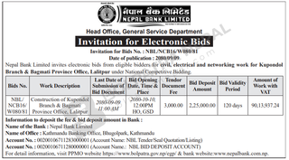 Tender/Quotation Of Works For Building / Shelter Construction At Kathmandu