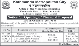 Notice for Opening of Financial Proposal