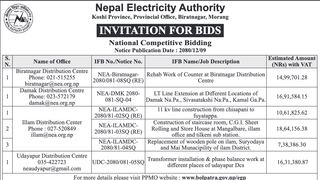 Invitation for Bids from NEA for different works