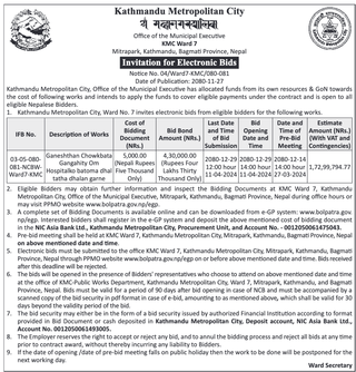 Invitation for Electronic Bids from KMC