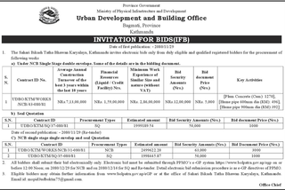 INVITATION FOR BIDS(IFB) for two procurements