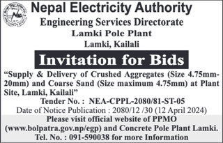 Invitation for Bids for Supply & Delivery of Crushed Aggregates