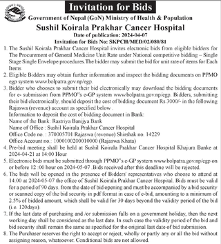 Bid Invitation for The Procurement of General Medicine Unit Rate