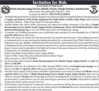 Invitation for Bids from Radio Nepal