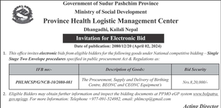 Bid Invitation for The Procurement, Supply and Delivery of Birthing Centre, BEONC and CEONC Equipment's